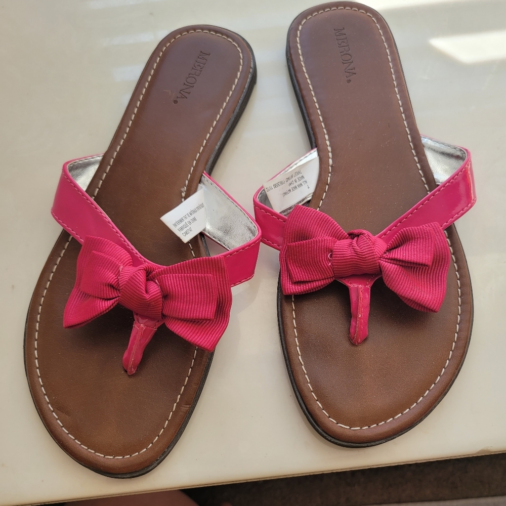 Merona Pink Bow and Brown Sandals